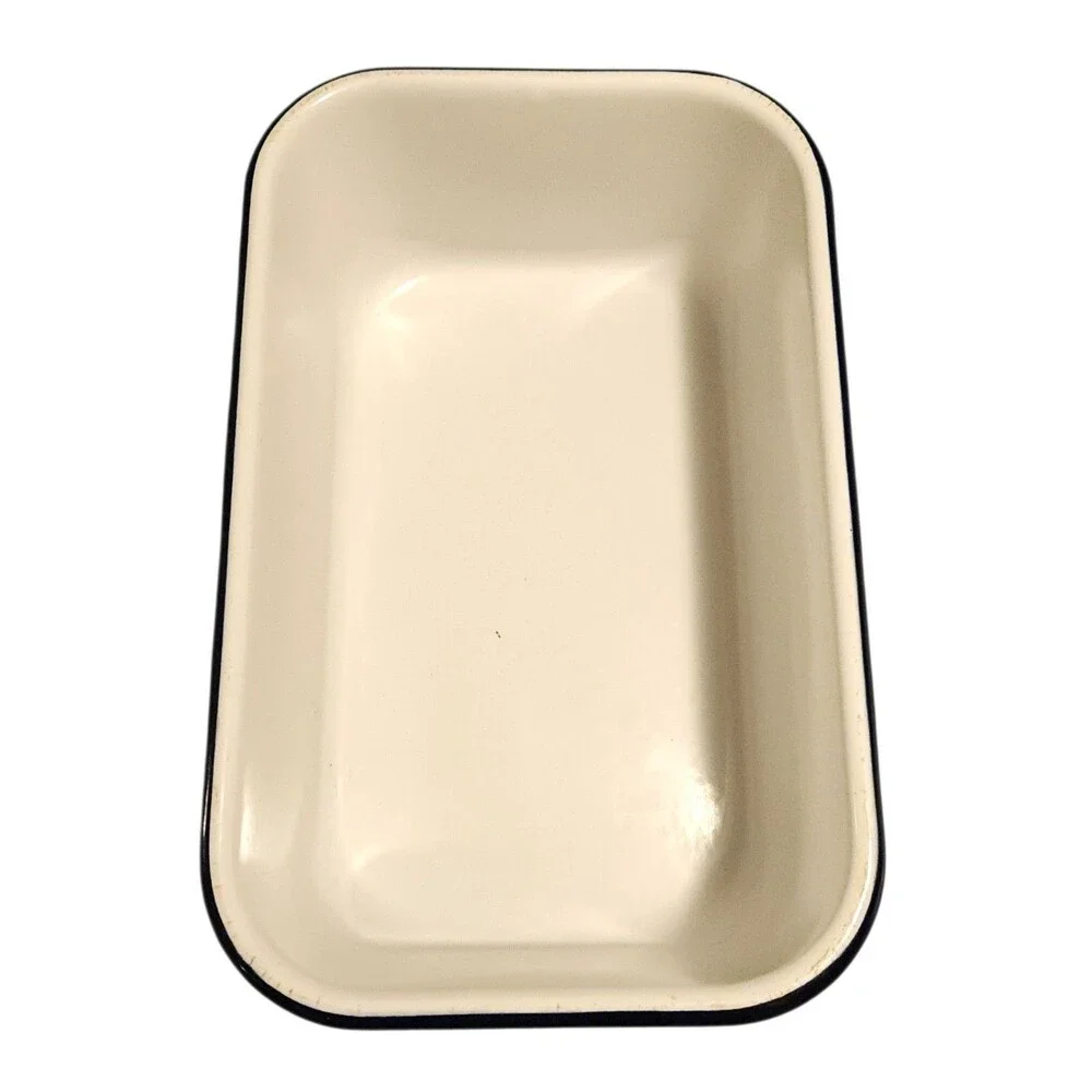Vollrath Enameled Metal Refrigerator Box & Lid White w/ Blue Trim 12